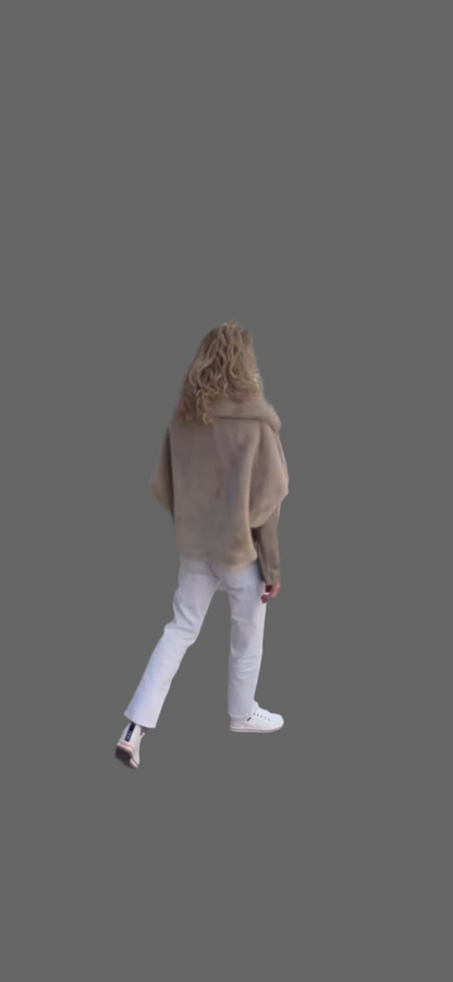 Veste faux vison beige  V330Y002A