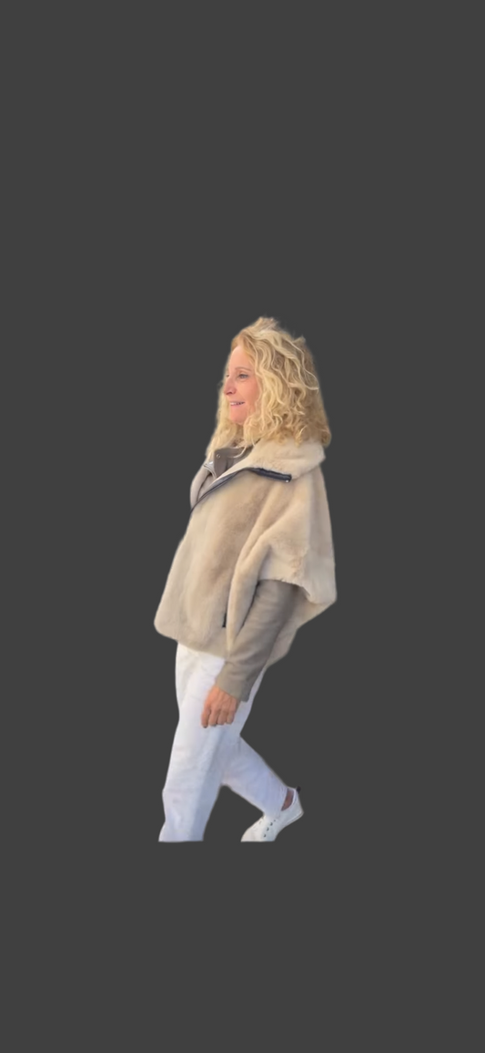 Veste faux vison beige  V330Y002A