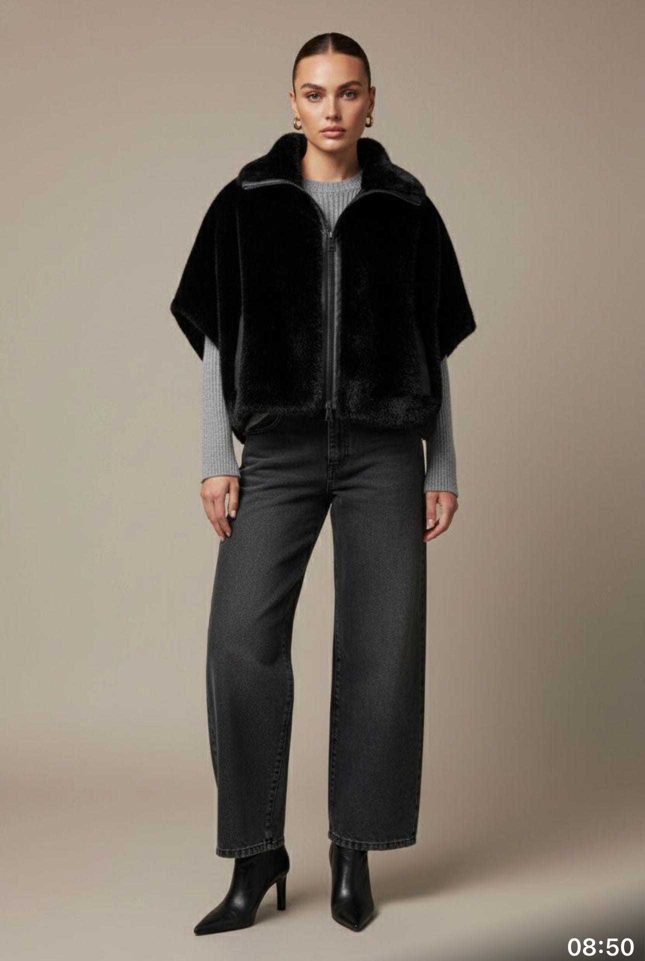 Veste faux vison noire