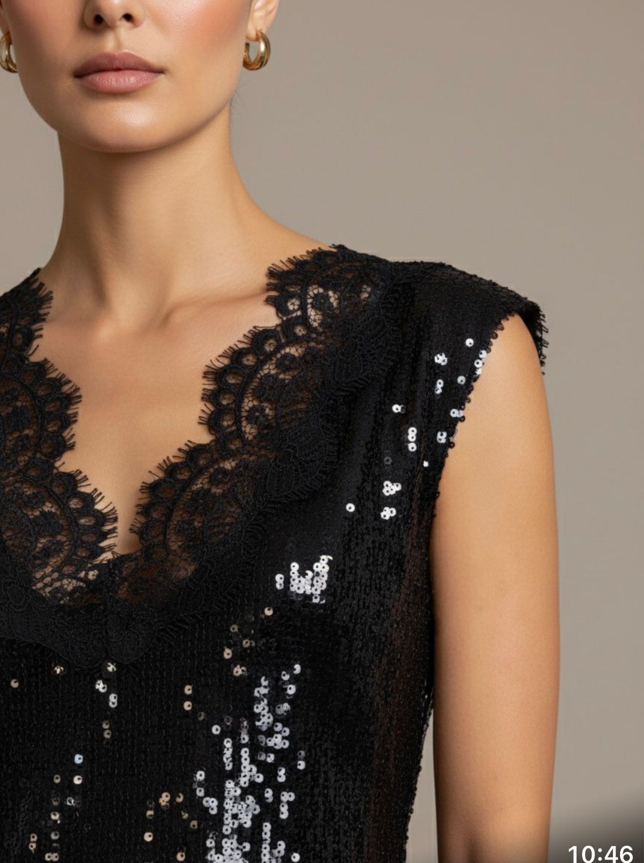 Top sequins et dentelle T319Y085