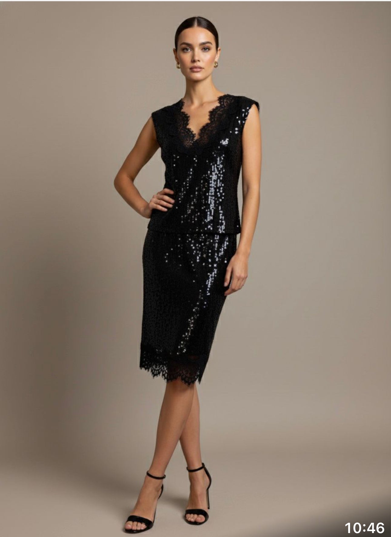 Top sequins et dentelle T319Y085