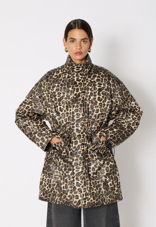 GVOLEO | Blouson oversize waterproof à col montant imprimé léopard